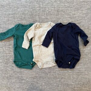 Primary long sleeve bodysuits - green/gray/navy